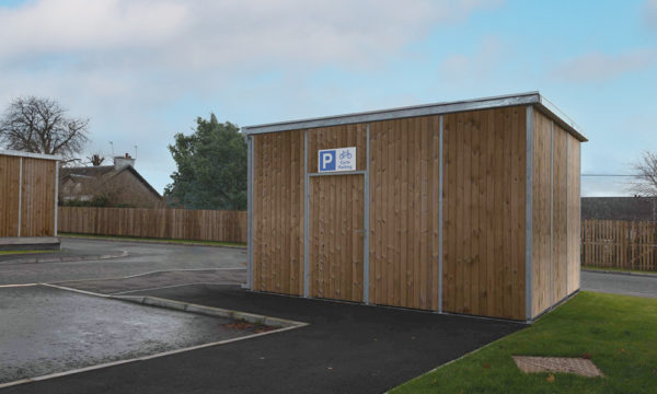 PCHT 42.50 Cycle Store - ForestPanel Cladding - Galvanised Finish (Frame / Roof) - 22 Cycles / Two-Tier Racks