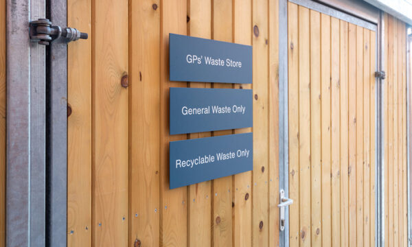 External bin storage in healthcare setting 