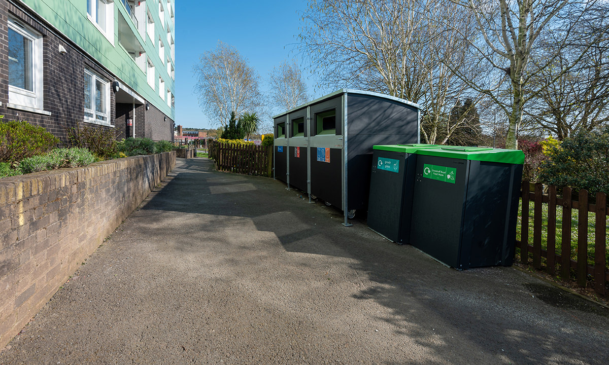 Waste & recycling bin housing and food waste bin housing
