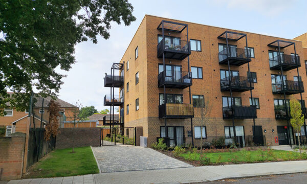 Secure bike storage hub outside new build residential apartment blocks