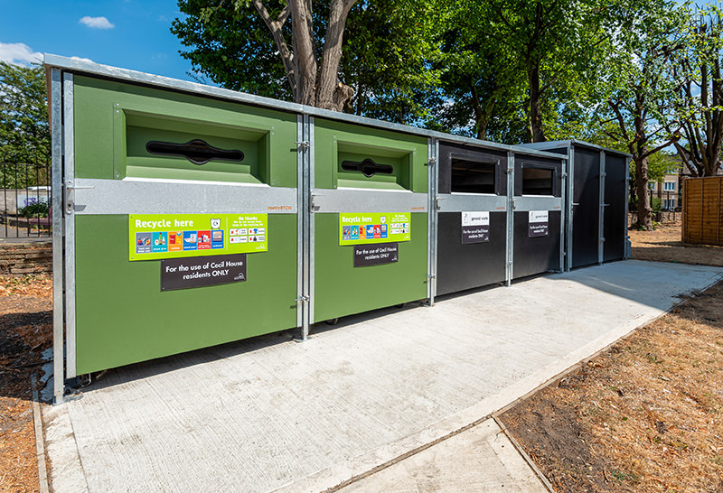 Dedicated storage units for bulky waste helping to reduce fire risk.