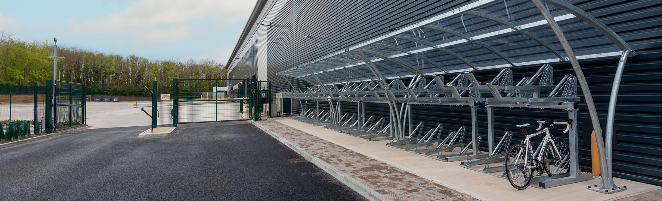 Single Row Asymmetric Bike Shelter