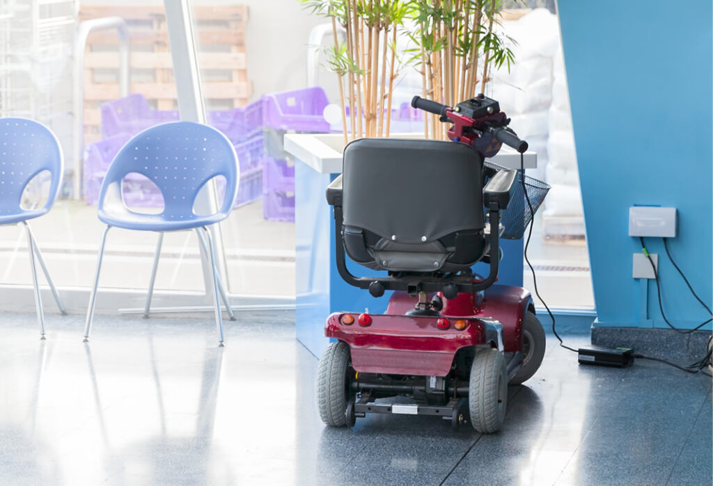 Mobility scooter on charge